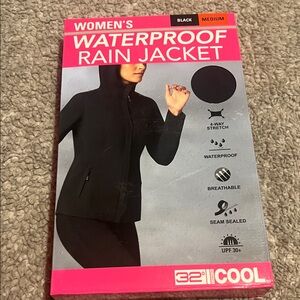 32 Degrees Women's Black Waterproof Trench-Style Rain Jacket